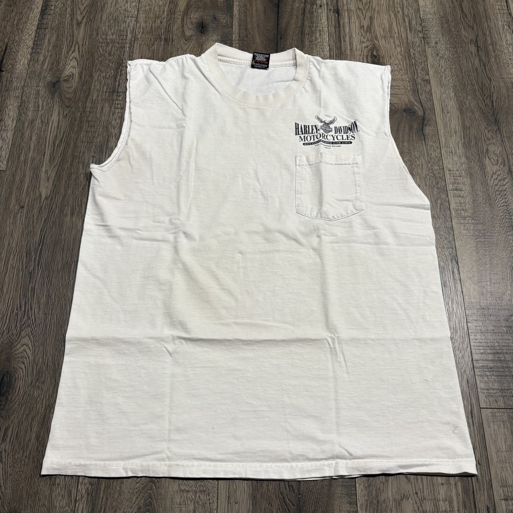 Vintage Harley-Davidson Shirt Mens XL White Sleeveless Daytona Pocket USA 1997